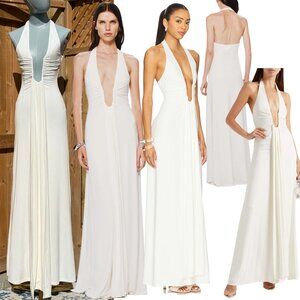 🆕 MISHA COLLECTION 🧿 NWOT The Jennifer Cupro Maxi Dress, Ivory - Sz XS